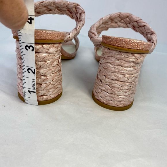 Dolce Vita Paily Pink Rafia Sandals Braided Straps Chunky Heels - Picture 5 of 16